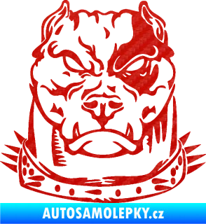 Samolepka Pitbull hlava 005 levá 3D karbon červený