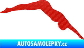 Samolepka Plavání 003  pravá skok do vody 3D karbon červený