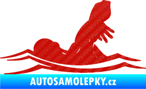 Samolepka Plavání 005 levá 3D karbon červený