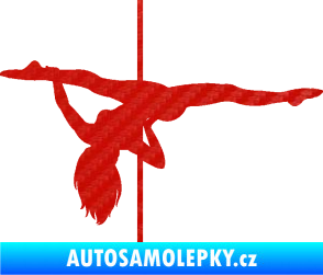 Samolepka Pole dance 002 levá tanec na tyči 3D karbon červený