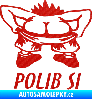 Samolepka Polib si 3D karbon červený