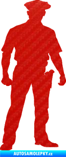 Samolepka Policajt 002 pravá 3D karbon červený