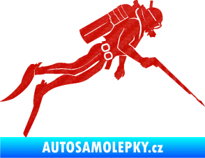 Samolepka Potápěč 010 pravá 3D karbon červený