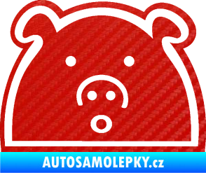 Samolepka Prasátko JDM styl 3D karbon červený