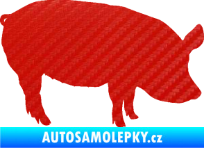 Samolepka Prase 001 pravá 3D karbon červený
