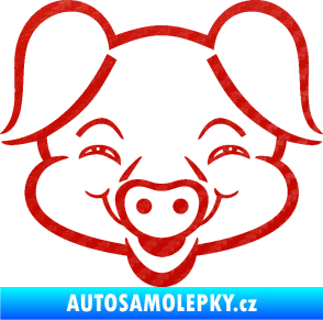 Samolepka Prase 003 veselý čuník 3D karbon červený