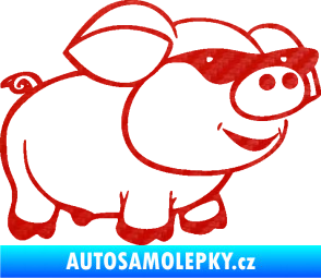 Samolepka Prase 006 pravá frajer v brýlích 3D karbon červený