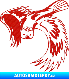 Samolepka Predators 085 levá sova 3D karbon červený