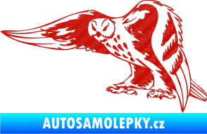 Samolepka Predators 094 levá sova 3D karbon červený