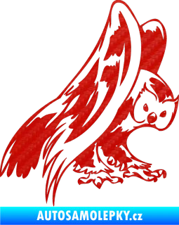Samolepka Predators 097 pravá sova 3D karbon červený