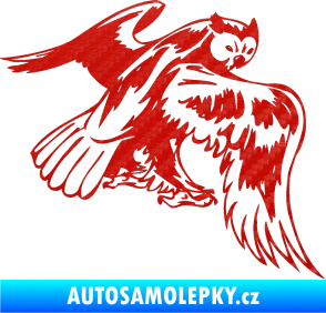 Samolepka Predators 100 pravá sova 3D karbon červený