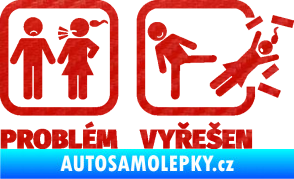Samolepka Problém? Vyřešen 001 3D karbon červený