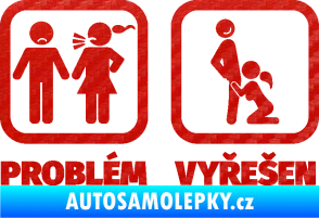 Samolepka Problém? Vyřešen 003 3D karbon červený