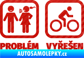 Samolepka Problém? Vyřešen 004 3D karbon červený