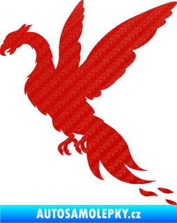 Samolepka Pták Fénix 001 levá 3D karbon červený