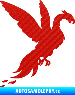 Samolepka Pták Fénix 001 pravá 3D karbon červený