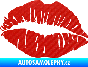 Samolepka Pusa 002 levá otisk rtů 3D karbon červený