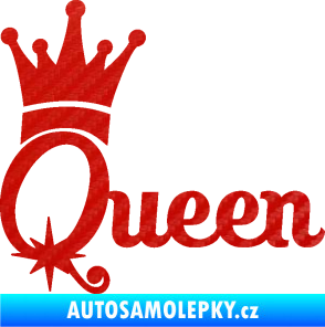 Samolepka Queen 002 s korunkou 3D karbon červený