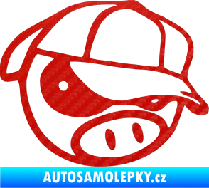 Samolepka Rally pig 003 pravá 3D karbon červený