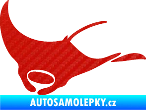 Samolepka Rejnok 003  levá manta 3D karbon červený