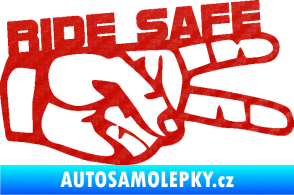 Samolepka Ride Safe nápis pravá motorkář 3D karbon červený