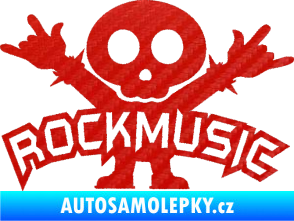 Samolepka Rock music fanda 3D karbon červený