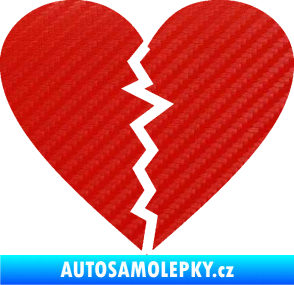 Samolepka Rozbité srdce 001  3D karbon červený
