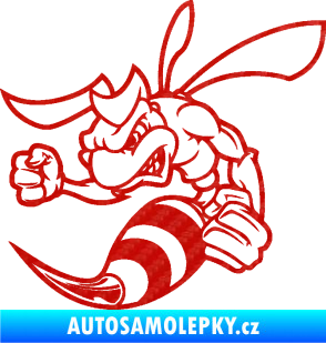 Samolepka Rozzuřená vosa 003 levá 3D karbon červený