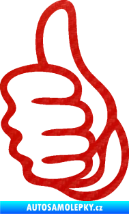 Samolepka Ruka 001 levá palec nahoru 3D karbon červený