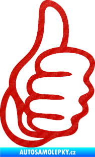 Samolepka Ruka 001 pravá palec nahoru 3D karbon červený
