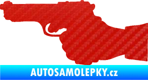 Samolepka Ruka s pistolí 001 levá ruce vzhůru 3D karbon červený