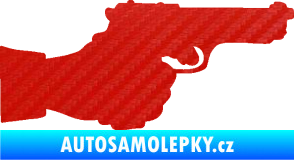 Samolepka Ruka s pistolí 001 pravá ruce vzhůru 3D karbon červený