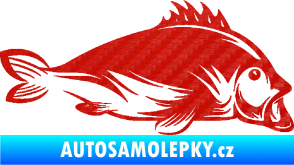 Samolepka Ryba 003 pravá 3D karbon červený