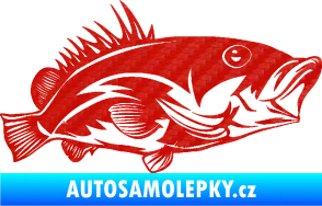 Samolepka Ryba 004 pravá 3D karbon červený