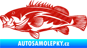 Samolepka Ryba 005 levá 3D karbon červený