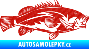 Samolepka Ryba 005 pravá 3D karbon červený