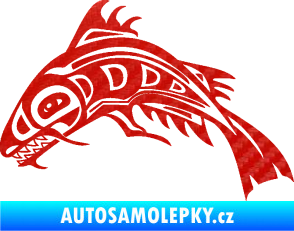 Samolepka Ryba 007 levá 3D karbon červený