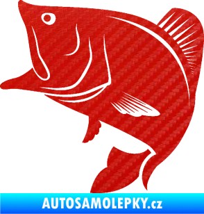 Samolepka Ryba 009 levá 3D karbon červený