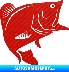 Samolepka Ryba 009 pravá 3D karbon červený