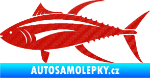Samolepka Ryba 013 levá tuňák 3D karbon červený