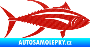Samolepka Ryba 013 pravá tuňák 3D karbon červený