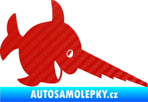 Samolepka Ryba 023 piloun pravá 3D karbon červený