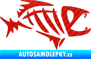 Samolepka Ryba kostra  007 pravá 3D karbon červený