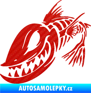 Samolepka Ryba kostra 001 levá 3D karbon červený
