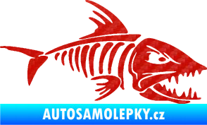 Samolepka Ryba kostra 003 pravá 3D karbon červený