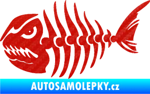 Samolepka Ryba kostra 004 levá 3D karbon červený
