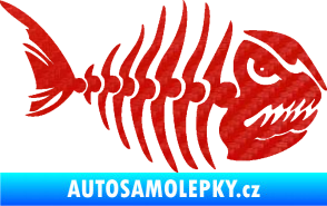Samolepka Ryba kostra 004 pravá 3D karbon červený