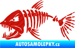 Samolepka Ryba kostra 005 levá 3D karbon červený