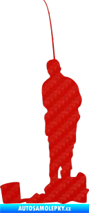 Samolepka Rybář 002 levá 3D karbon červený