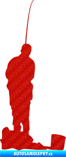 Samolepka Rybář 002 pravá 3D karbon červený